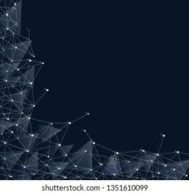 Network connection vector, isolated on black background. Abstract polygonal wireframe mesh backdrop. Creative white network connection, modern abstract concept. Tech background, vector illustration