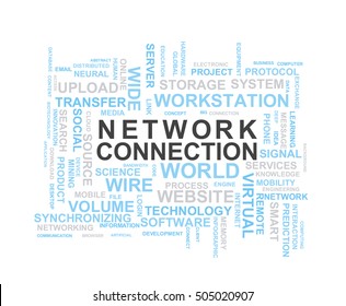 Network connection word cloud. Information Technology Word Cloud.