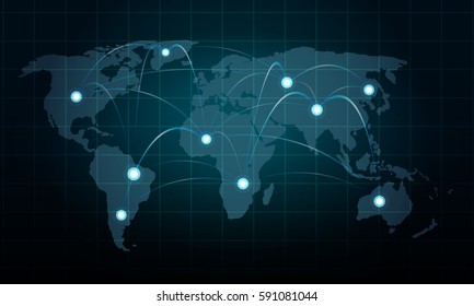 Network Connection World Map Vector