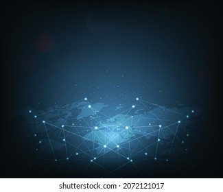 Network Connection.Internet connection network high digital technology. World map dark blue background with connecting points and lines. Vector illustration EPS 10.