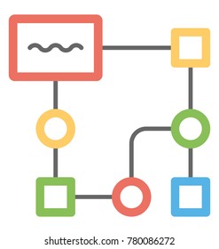 A network of connections, colorful flat icon design of live network