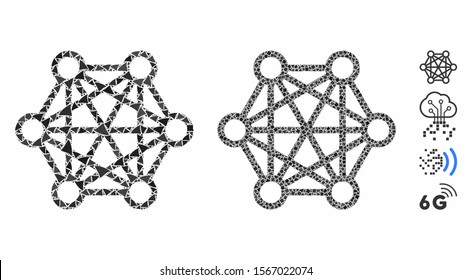 Network connections composition of tremulant items in different sizes and shades, based on network connections icon. Vector trembly items are united into illustration.