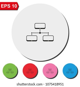 Network connections flat round colorful vector icon.