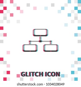 Network connections  glitch effect vector icon.