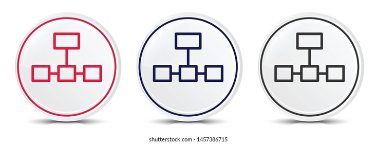 Network connections icon crystal flat round button set illustration design isolated on white background