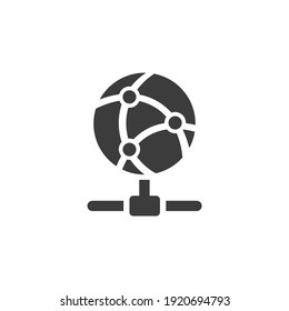 Network Connections Icon Isolated on Black and White Vector Graphic