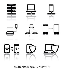 Network and Network connections icons set