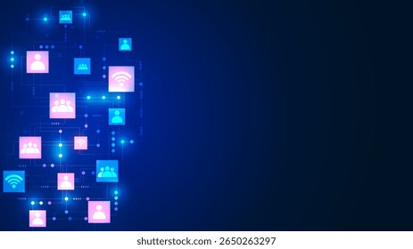 Uma rede de conexões na Internet que consiste em elementos geométricos interconectados.