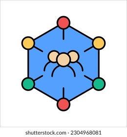 network of connections uniting groups of people. Vector illustration on white background.