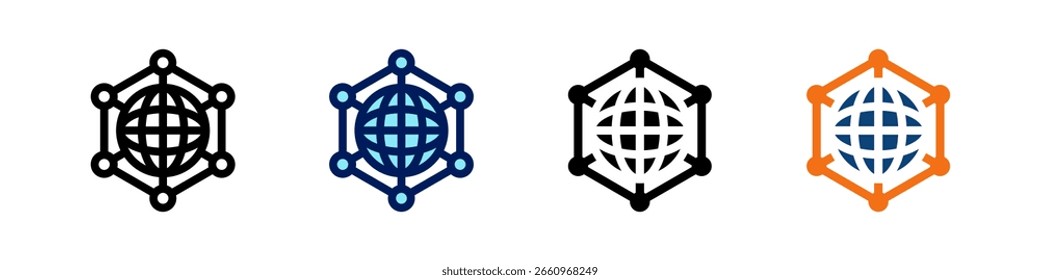 Netzwerk-Konnektivität Alles in einem Symbol Multi Styles Vectorsatz