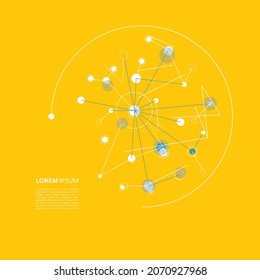 Network connectivity design. Communication cyan structure. Abstract dots and lines vector background