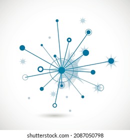 Network connectivity design. Communication cyan structure. Abstract dots and lines vector background