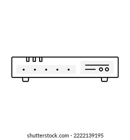 Network connectivity device, router or firewall clip art. Monochrome outline style.