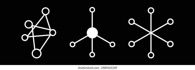 Network Connectivity Icon Set. Network Distribution Pictogram. Team Linkage Symbol. Central Data Network Representation. Network Hub Emblem. Connection icon. Eps 10.