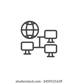 Network Connectivity line icon. linear style sign for mobile concept and web design. Computer network connection outline vector icon. Symbol, logo illustration. Vector graphics