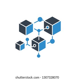 network cube for blockchain concept icon