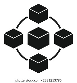 Network cube icon simple vector. Block chain. Finance data