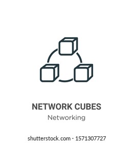 Network cubes outline vector icon. Thin line black network cubes icon, flat vector simple element illustration from editable networking concept isolated on white background