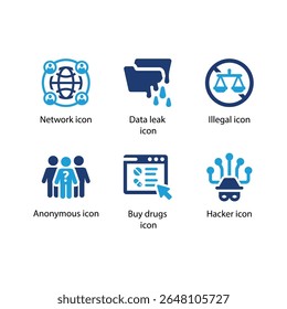 Rede, Vazamento de dados, Ilegal, Anônimo, Comprar drogas, ícone Hacker