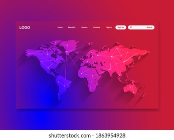 Network data protection technology colorful landing page, blue interface, vector, illustration, eps 10 file