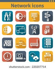 Network data security control panel flat icons set isolated vector illustration