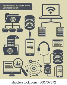Network and database icon set,clean vector