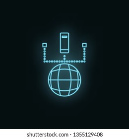 Network, database, neon, icon. Web Development Vector Icon. Element of simple symbol for websites, web design, mobile app, infographics. Line symbol for website design
