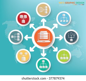 Network and database server concept info graphics design,clean vector