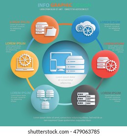 network and database server info graphic design on clean background,vector