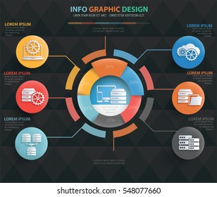 Network and database server info graphic design on clean background,vector