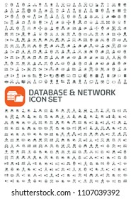 Network and database vector icon set