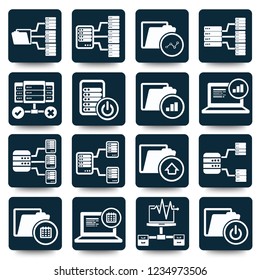 Network and database vector icon set