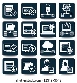 Network and database vector icon set