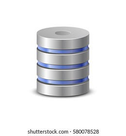 Network databases, disc with progress bar. Highly detailed vector icon of computer disk. Backup concept