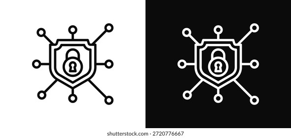 Conjunto De Ícones De Defesa De Rede Em Preto-E-Branco