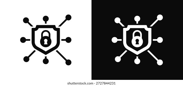 Conjunto De Ícones De Defesa De Rede Em Preto-E-Branco