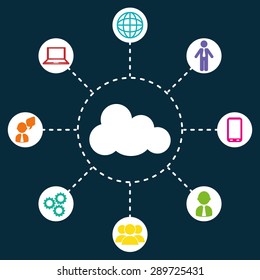 Network design over blue background, vector illustration.