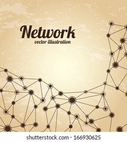 network design over vintage   background vector illustration  