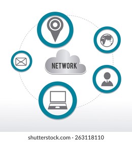 Network design over white background, vector illustration.