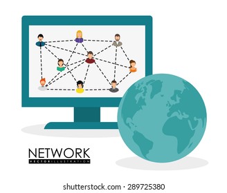 Network design over white background, vector illustration.