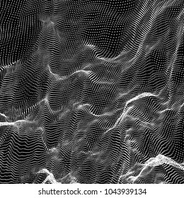 Netzdesign mit Partikel. 3d Futuristische Technologie Stil. Vektorhintergrund. Illustration abstrakter Textur mit Punkten. 