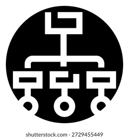Network diagram displaying a hierarchical structure with connected elements, representing organization, process flow, or sitemap visualization in a modern, simplistic icon style