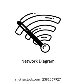 Icono de diseño del doodle del diagrama de red. Símbolo de red sobre archivo EPS 10 de fondo blanco