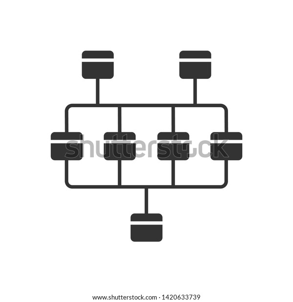 ネットワーク図のグリフアイコン クラスタ図 コンピューター科学 ネットワークグラフ コンピュータの構造 相互接続システム シルエット 記号 負のスペース ベクターイラスト のベクター画像素材 ロイヤリティフリー