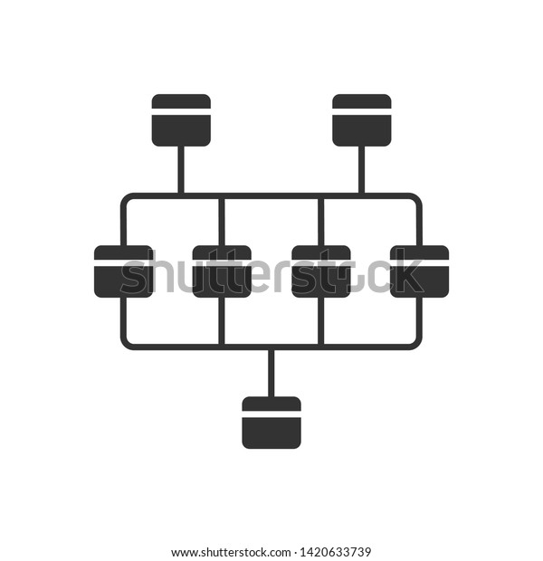 ネットワーク図のグリフアイコン クラスタ図 コンピューター科学 ネットワーク グラフ コンピュータの構造 相互接続システム シルエット記号 負のスペース ベクターイラスト のベクター画像素材 ロイヤリティフリー