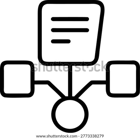 Network diagram outline icon. Central node with connected elements. Stylized vector.