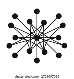 El diagrama de red muestra las conexiones entre un nodo central y los puntos circundantes, ilustrando el flujo de datos.