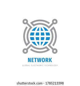 Network digital electronic technology concept logo design. Global communication sign. Vector illustration. 