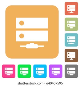 Network drive flat icons on rounded square vivid color backgrounds.