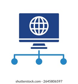 Network dual tone blue color mini illustration icon, use for journalist, broadcasting, news and media UI, UX kit, app and web development, digital or print.